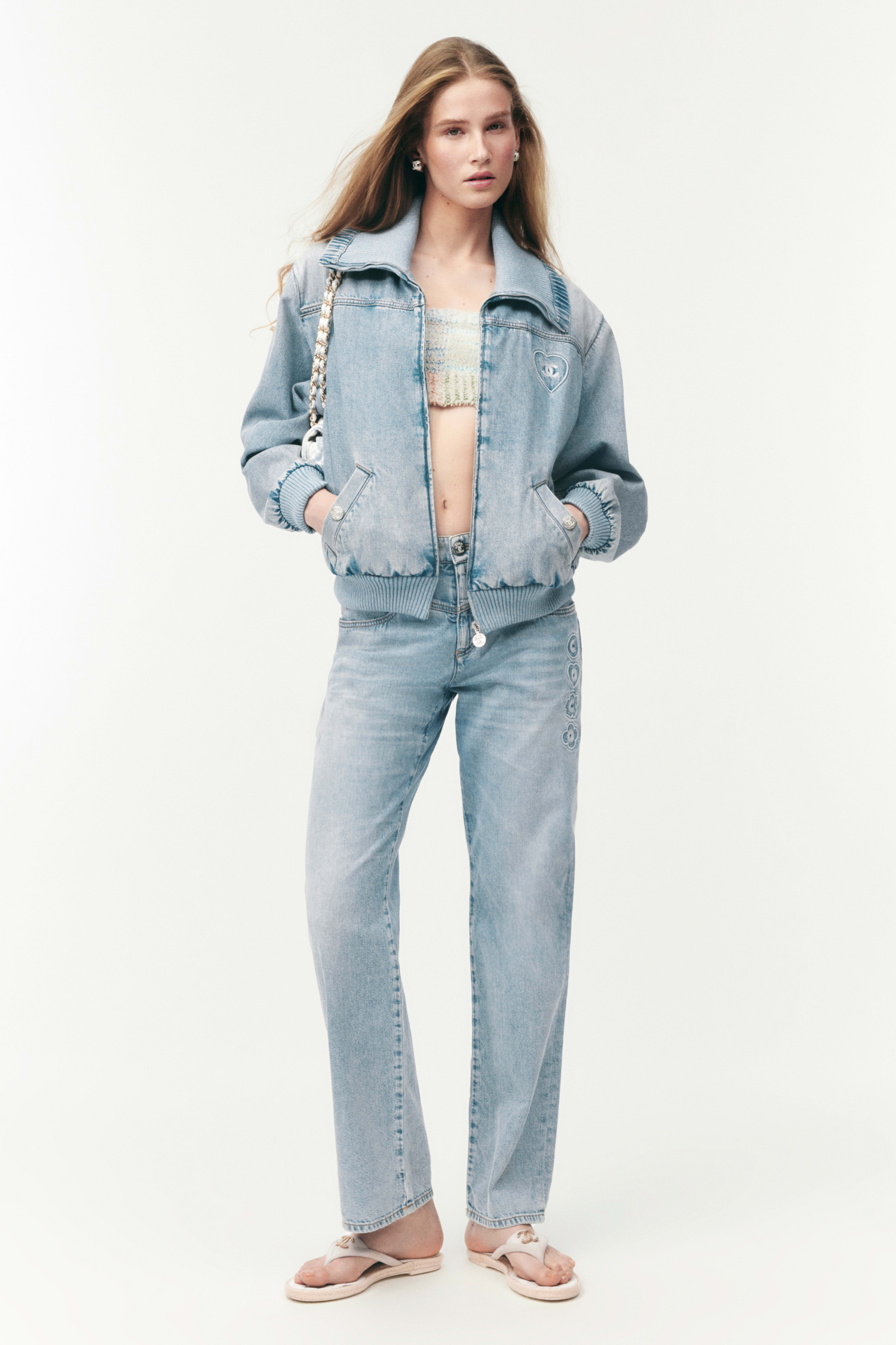 Jeans - Blue - Embroidered Denim - Default view